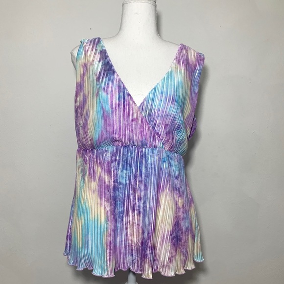 metrostyle Tops - MetroStyle Y2K Tie-Dye Unicorn Faux Wrap Tank 18